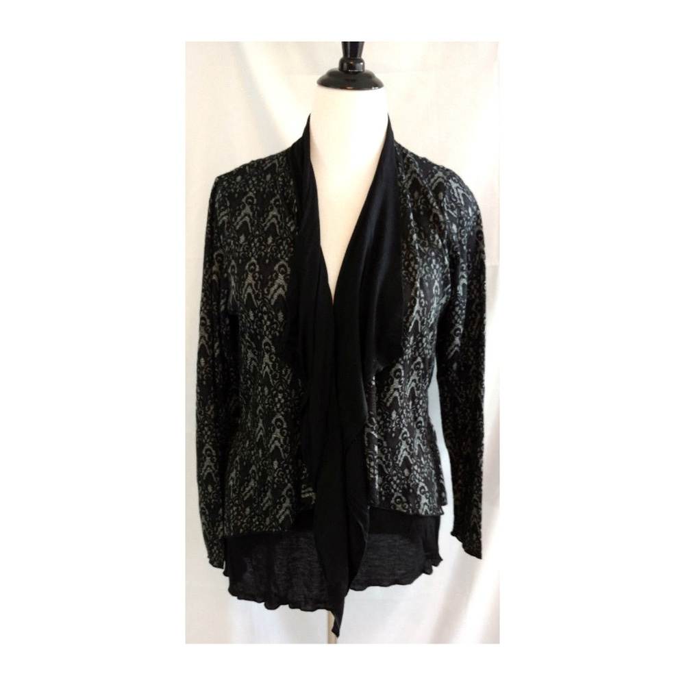 inLuv Cardigan Overpiece 2X Black Gray Ruffle